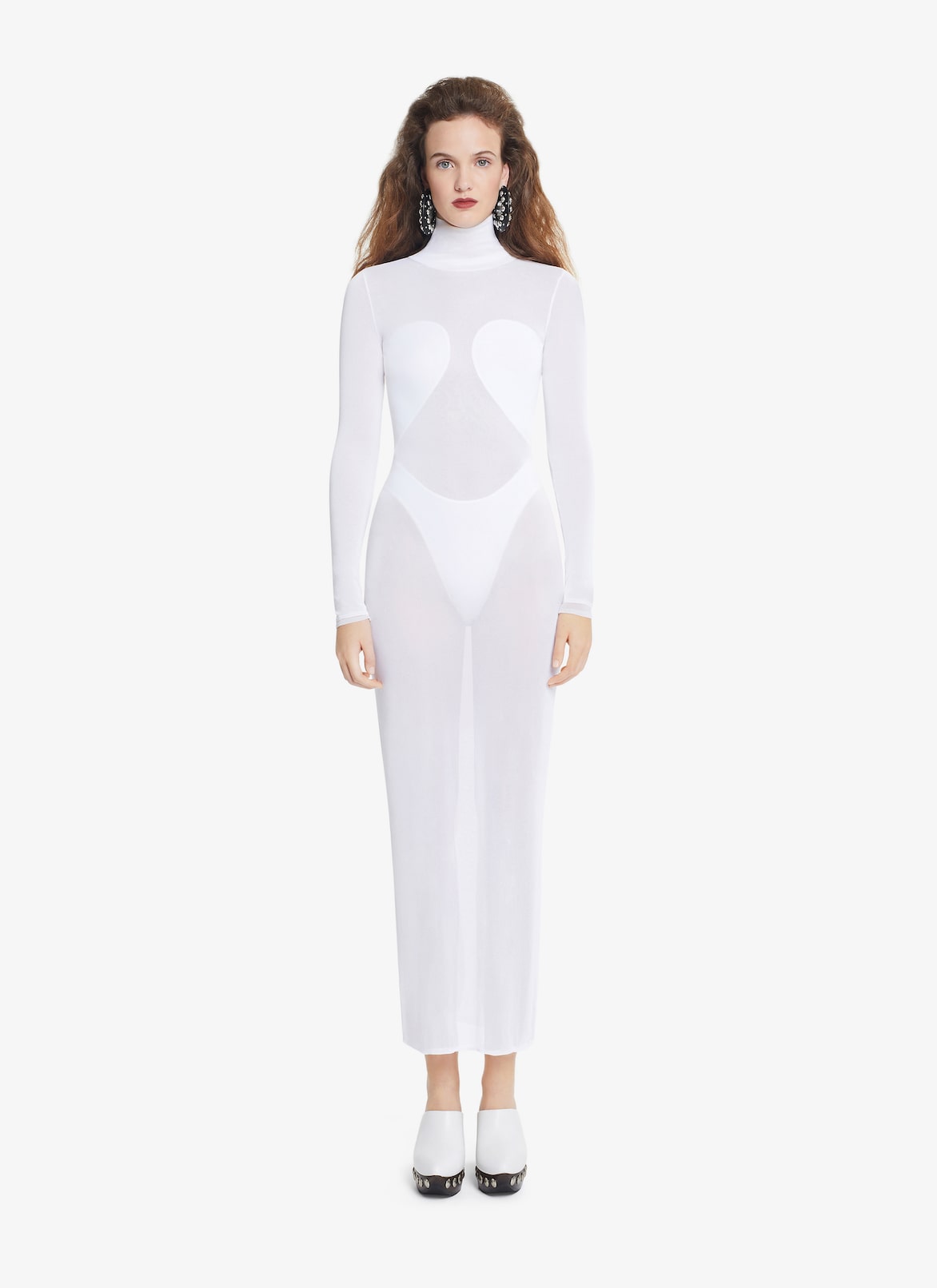 TRANSPARENT VOILE LONG TURTLENECK DRESS ALAÏA  TRANSPARENT VOILE LONG TURTLENECK DRESS